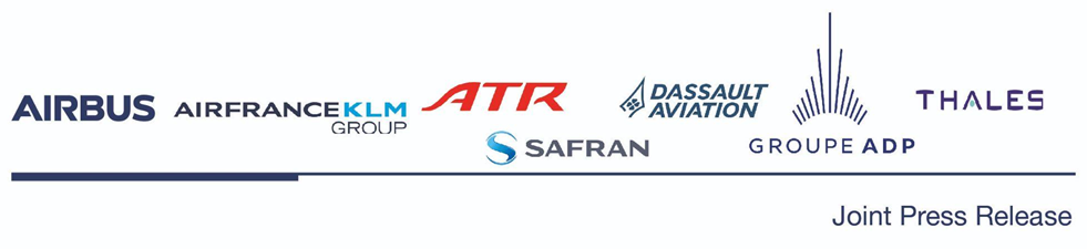 Logo Joint Press Release Airbus AFKLM ATR Safran Dassault ADP Thales